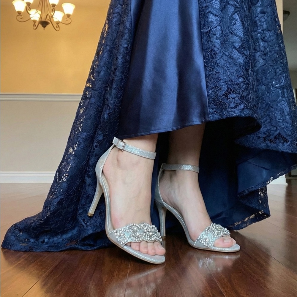 Betsey Johnson Elegant Silver Embellished Women's Heels Sz 8.5